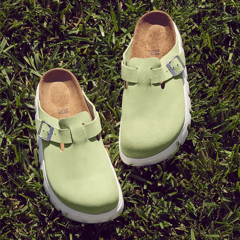 Birkenstock Boston Clog - Papillio Boston Chunky Suede Leather - Faded Lime - Picture 2 of 8